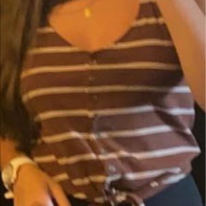 American Eagle stripped brown top